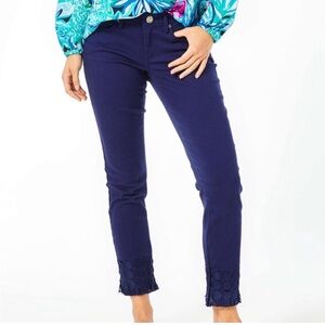 Lilly Pulitzer Cropped Jeans Skinny True Navy Blue Denim